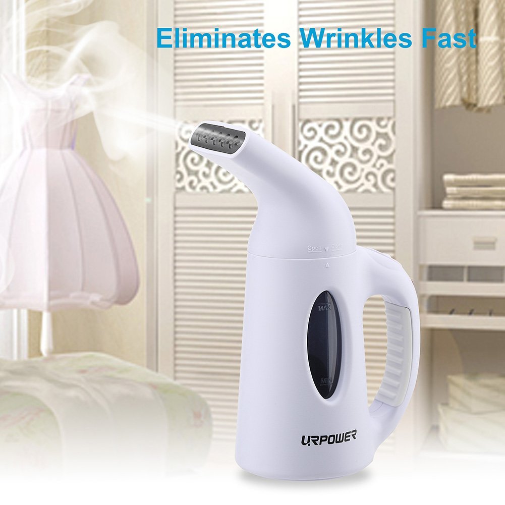 URPOWER Garment Steamer 130ml Portable Handheld Fabric Steamer Fast Heat-up Powerful Travel Garment Clothes Steamer with High Capacity for Home and Travel, Travel Pouch Included