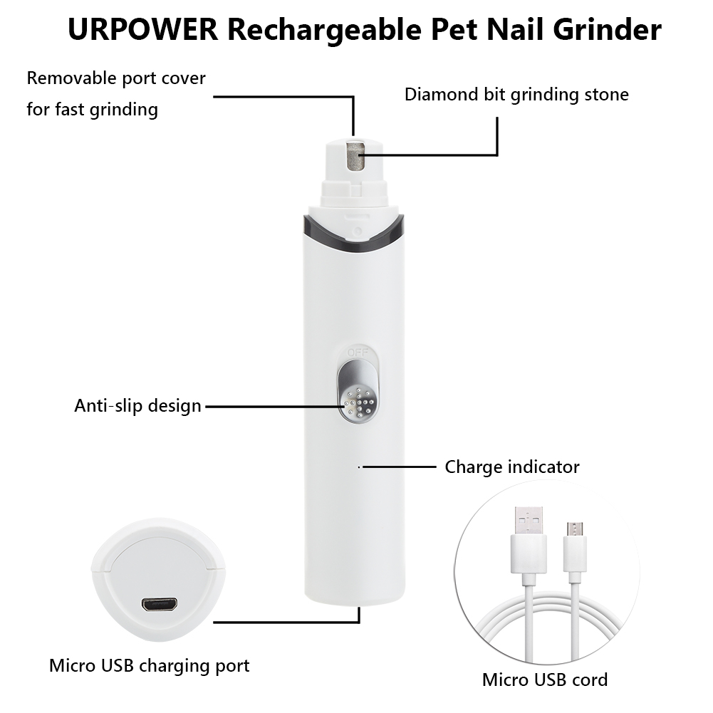 URPOWER Rechargeable Pet Nail Grinder