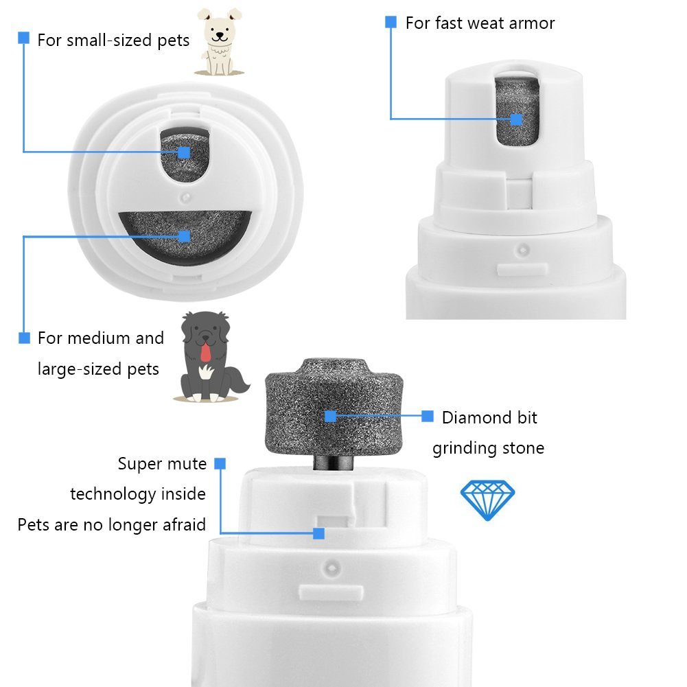 URPOWER Pet Nail Grinder Electric Premium Pet Nail File Gentle Paws Gr