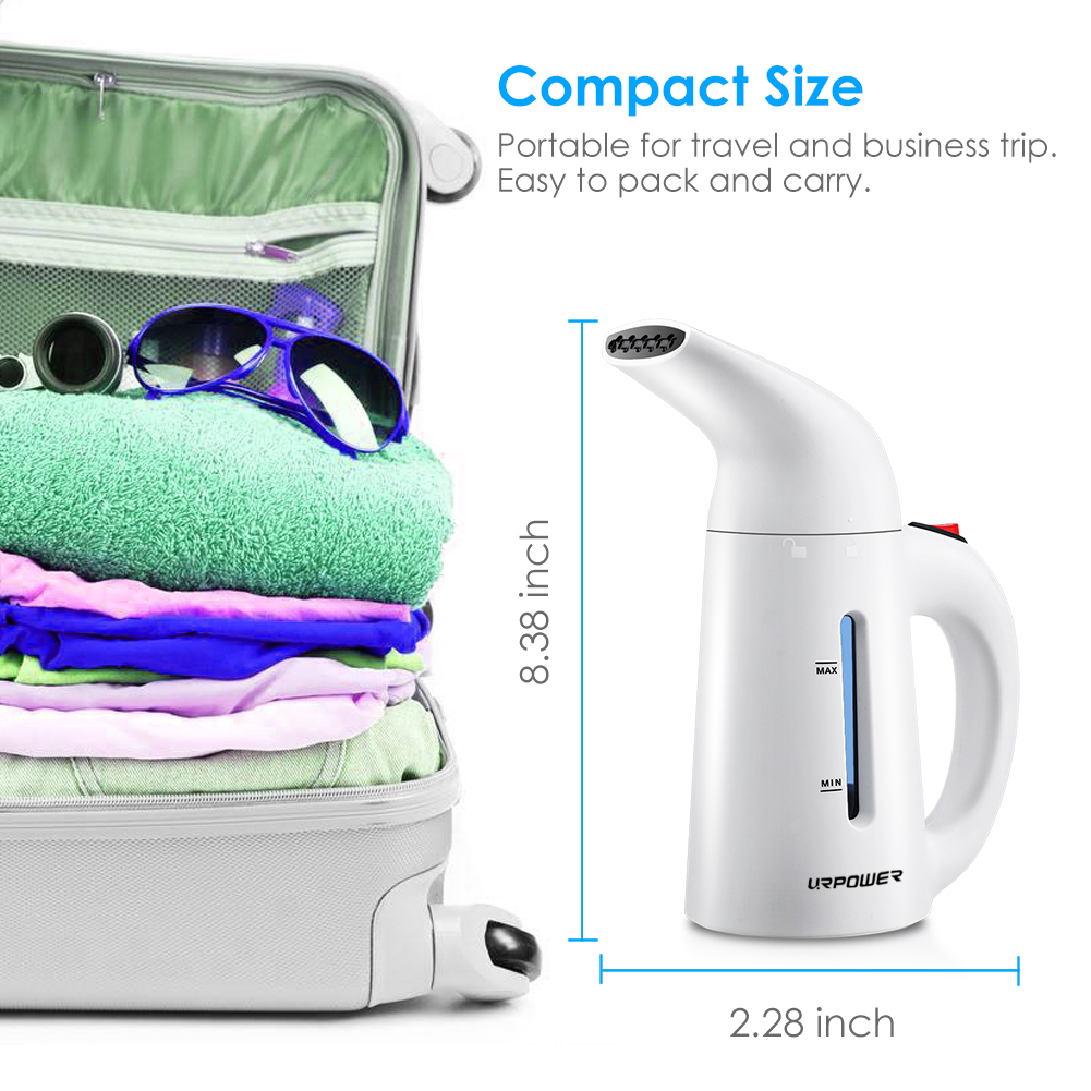 URPOWER Steamer for Clothes, Updated 180ml Fast-Heat Portable Travel Garment Steamer Travel Steamer Handheld Fabric Steamer Perfect for Home and Travel, Travel Pouch and Heat-resistant Glove Included
