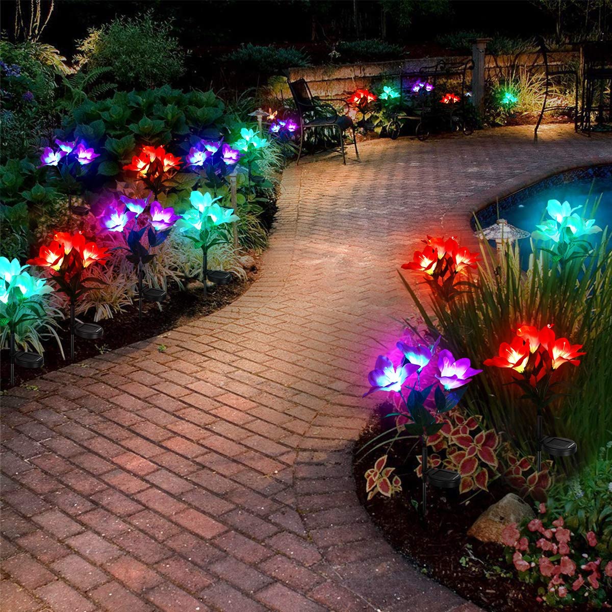 URPOWER Solar Lights Outdoor Solar Pathway Lights Waterproof Solar Garden Lights Auto ON/Off