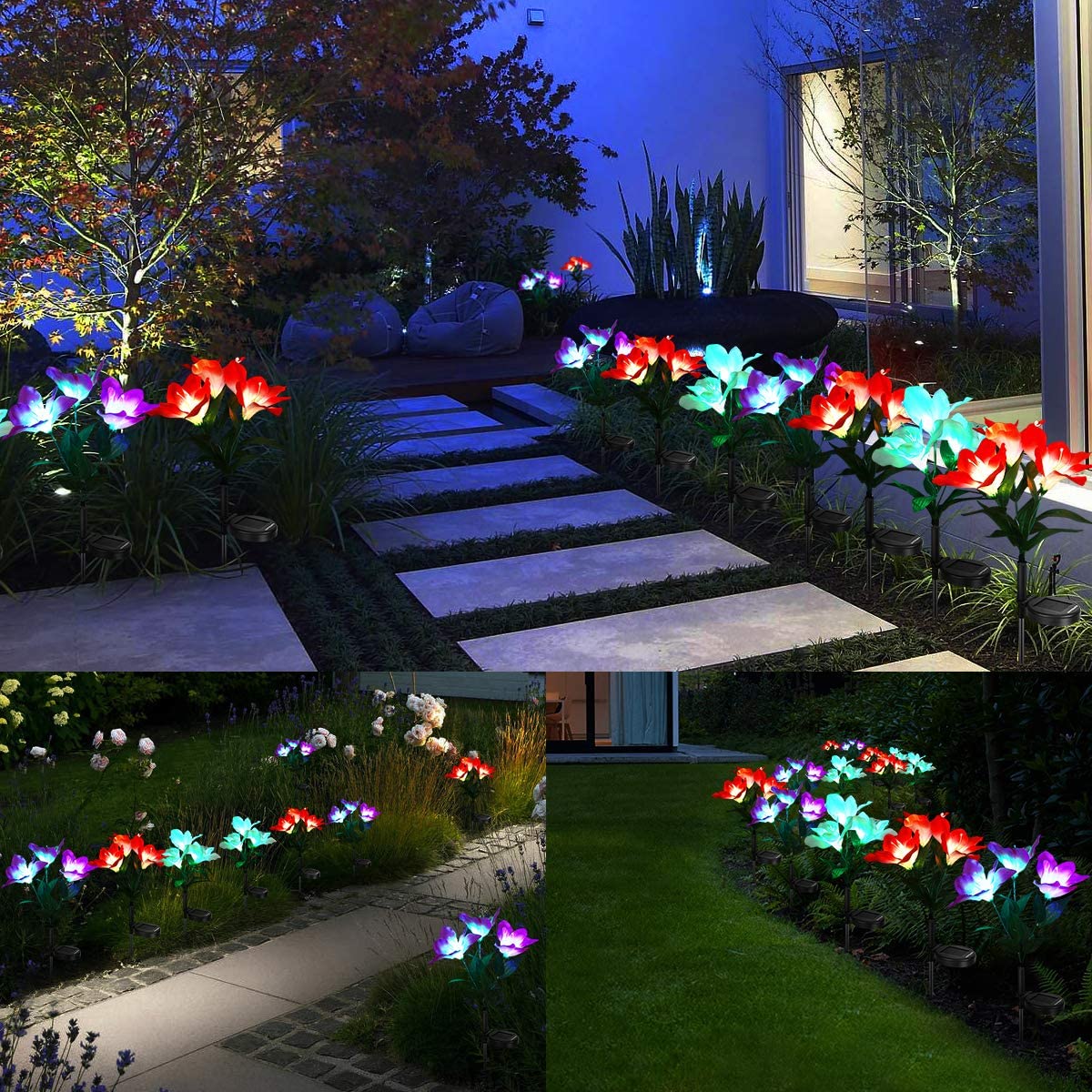 URPOWER Solar Lights Outdoor Solar Pathway Lights Waterproof Solar Garden Lights Auto ON/Off