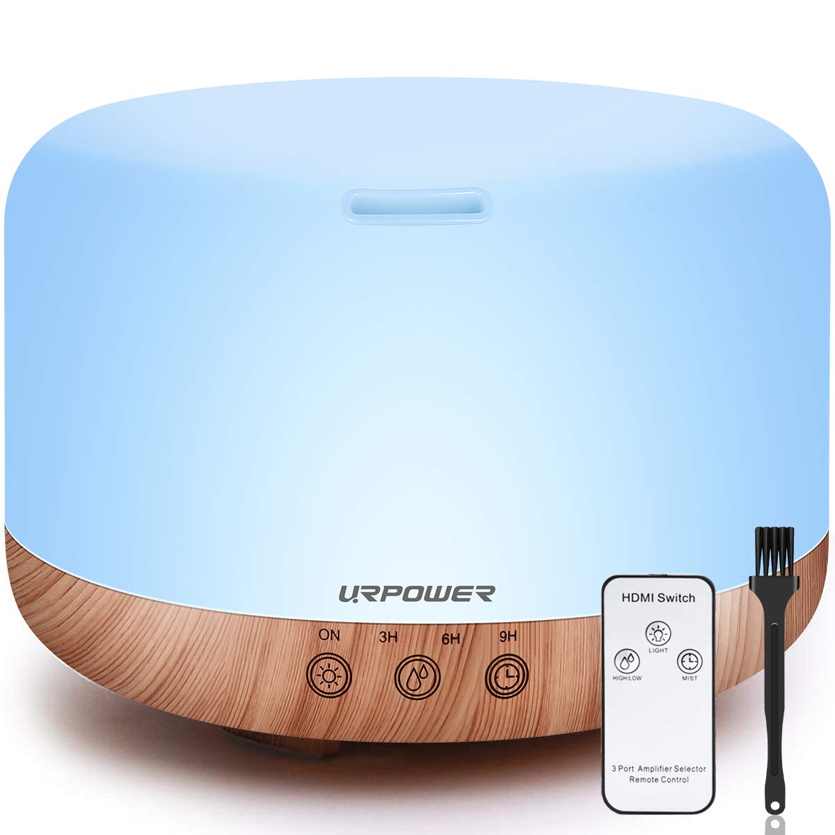 URPOWER 1000ml Essential Oil Diffuser Humidifiers Remote Control Ultrasonic Aromatherapy Diffusers Room Decor Running 20 Hours with Adjustable Mist Mode,Water-Less Auto Shut-Off & 7 Color Lights