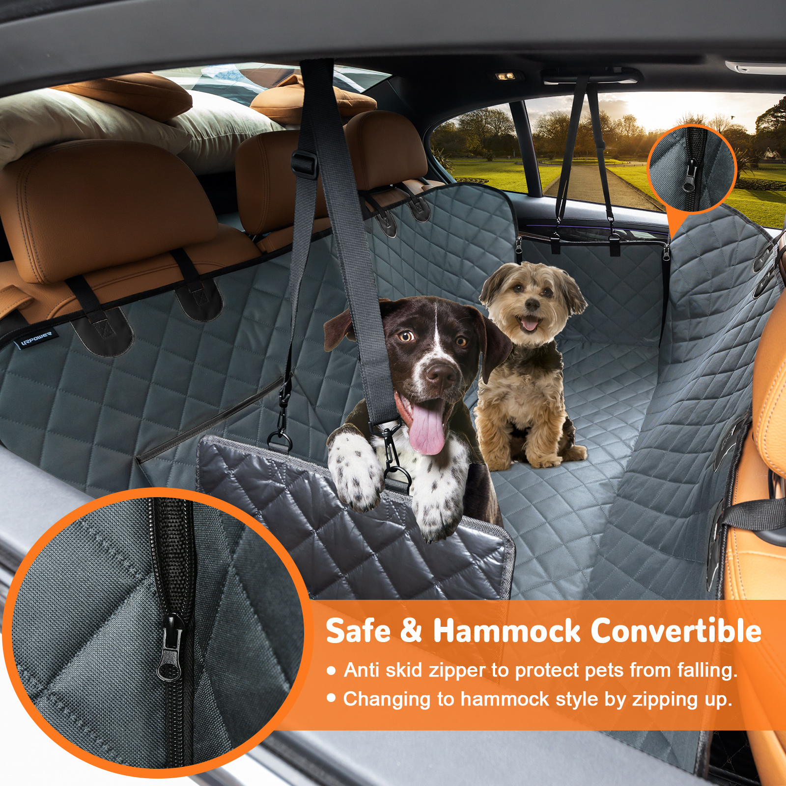 URPOWER Dog Seat Cover Car Seat Cover for Pets 100% Waterproof Pet Seat Cover Hammock 600D Heavy Duty Scratch Proof Nonslip Durable Soft Pet Back Seat Covers for Cars Trucks and SUVs