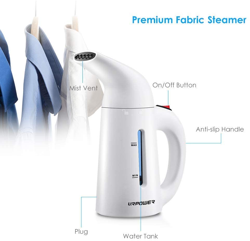 URPOWER Updated 180ml Steamer for Clothes, 7-in-1 Multi-Use Handheld Garment Steamer, Fast Heat-up Portable Clothing Steamer, Mini Travel Steamer with Travel Pouch, Heat-Resistant Glove