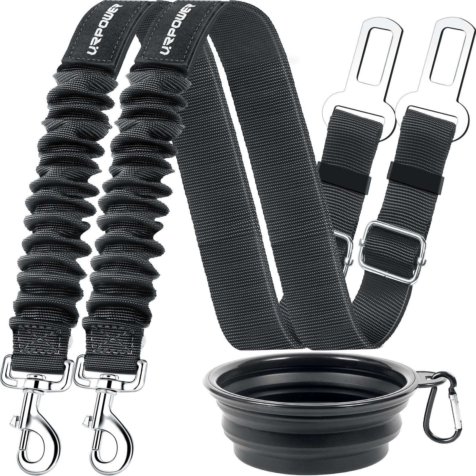 URPOWER Dog Seat Belts 2 Pack Pet Seat Belt for Vehicle Nylon & Elastic & Adjustable 