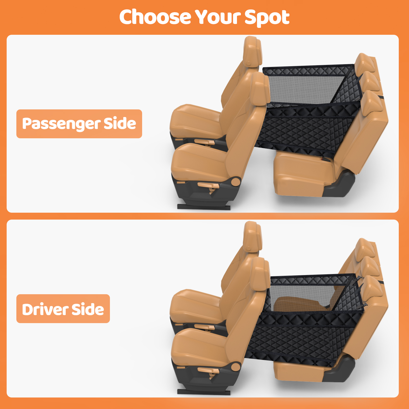 URPOWER Back Seat Extender for Dogs - Hard Bottom Dog Car Seat Cover with 1PC Leak-Proof Pee Pad, Foldable Dog Hammock for Car, SUV, and Truck, Pet Rear Seat Protector Dogs Travel Bed with Mesh Window