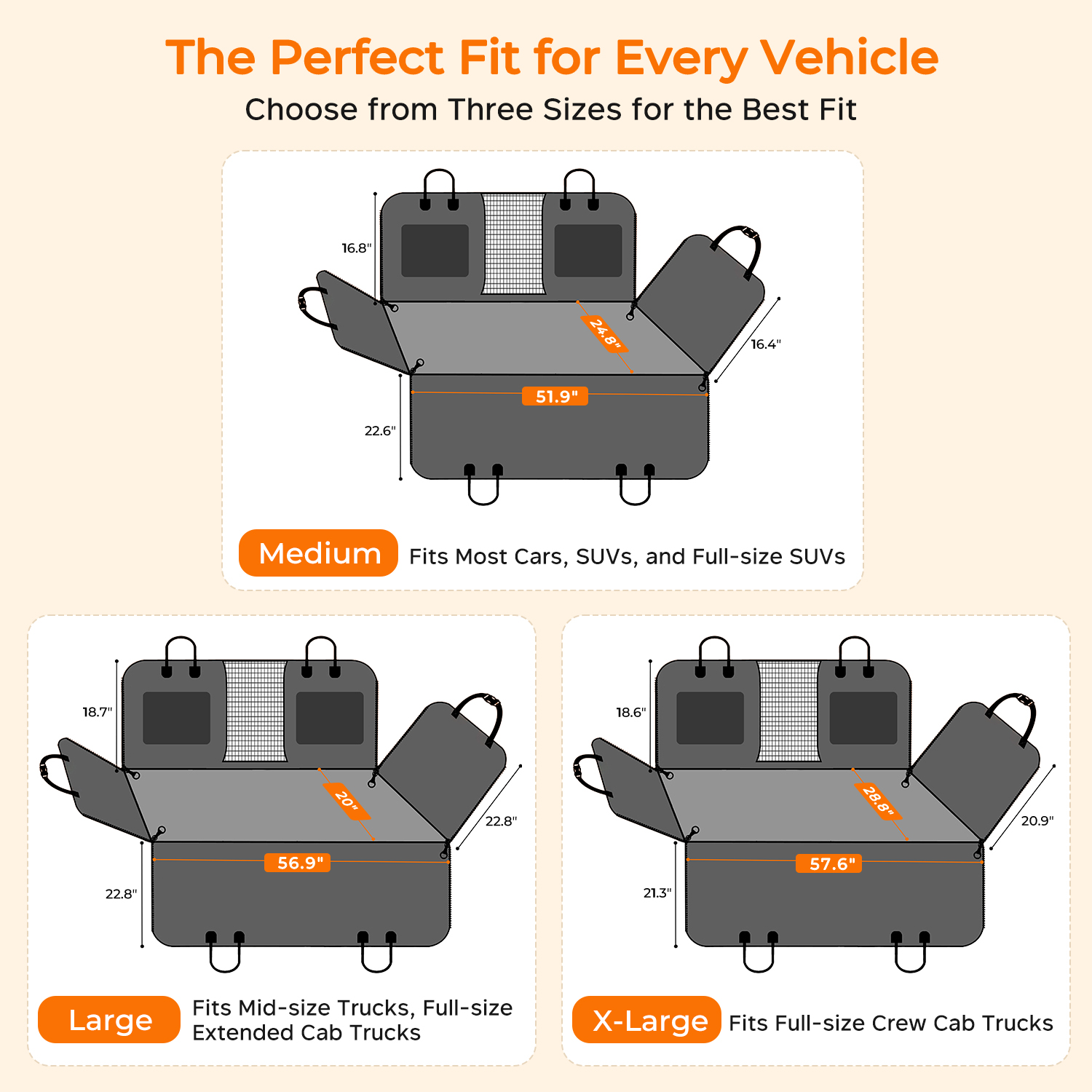 URPOWER 2026 Upgraded Back Seat Extender for Dogs - Large Hard Bottom Dog Car Seat Cover Holds 550lbs, Waterproof Dog Hammock Pet Bed with High-Density Foam Non-Slip Backseat Protector