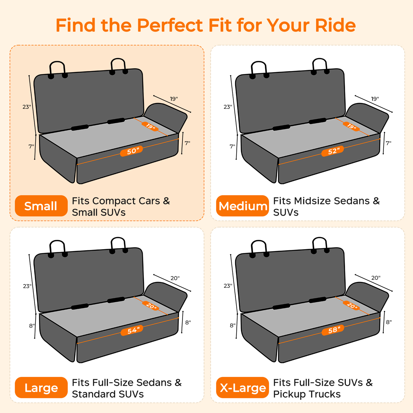 URPOWER Dog Car Seat Cover for Back Seat - Waterproof Car Seat Protector for Child Carseat & Pets, Nonslip Car Seat Covers for Cars, SUVs & Small Trucks