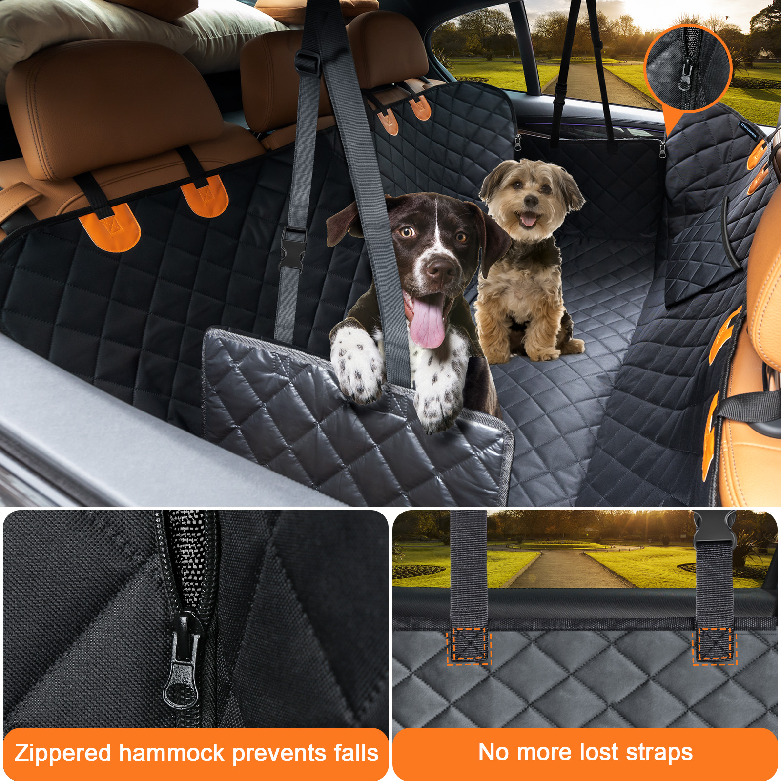 URPOWER Dog Car Seat Cover for Pets 100% Waterproof Seat Cover Hammock 600D Heavy Duty Scratch Proof Nonslip Durable Soft Back Seat Covers for Cars and SUVs