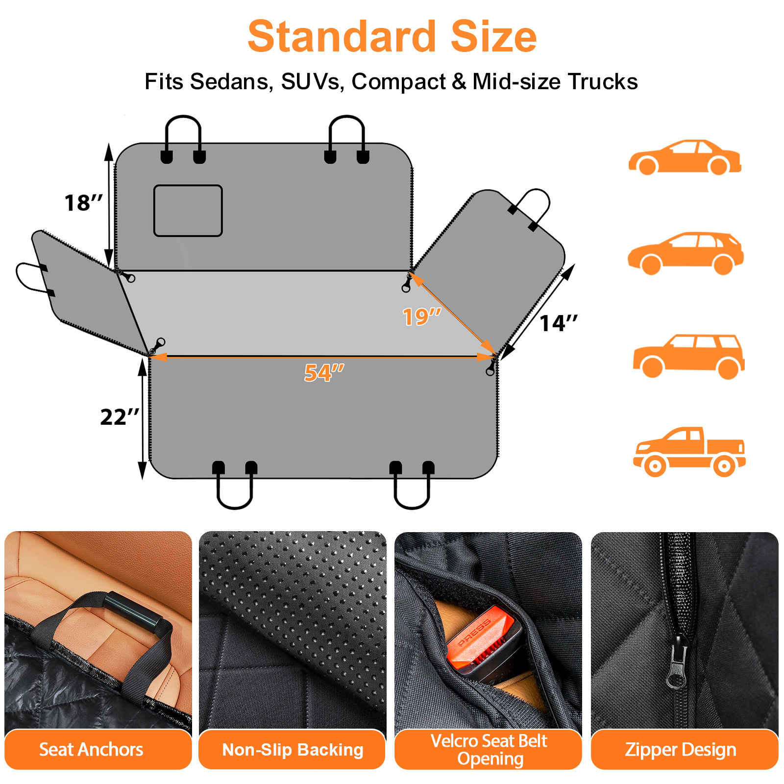 URPOWER Dog Car Seat Cover for Pets 100% Waterproof Seat Cover Hammock 600D Heavy Duty Scratch Proof Nonslip Durable Soft Back Seat Covers for Cars and SUVs