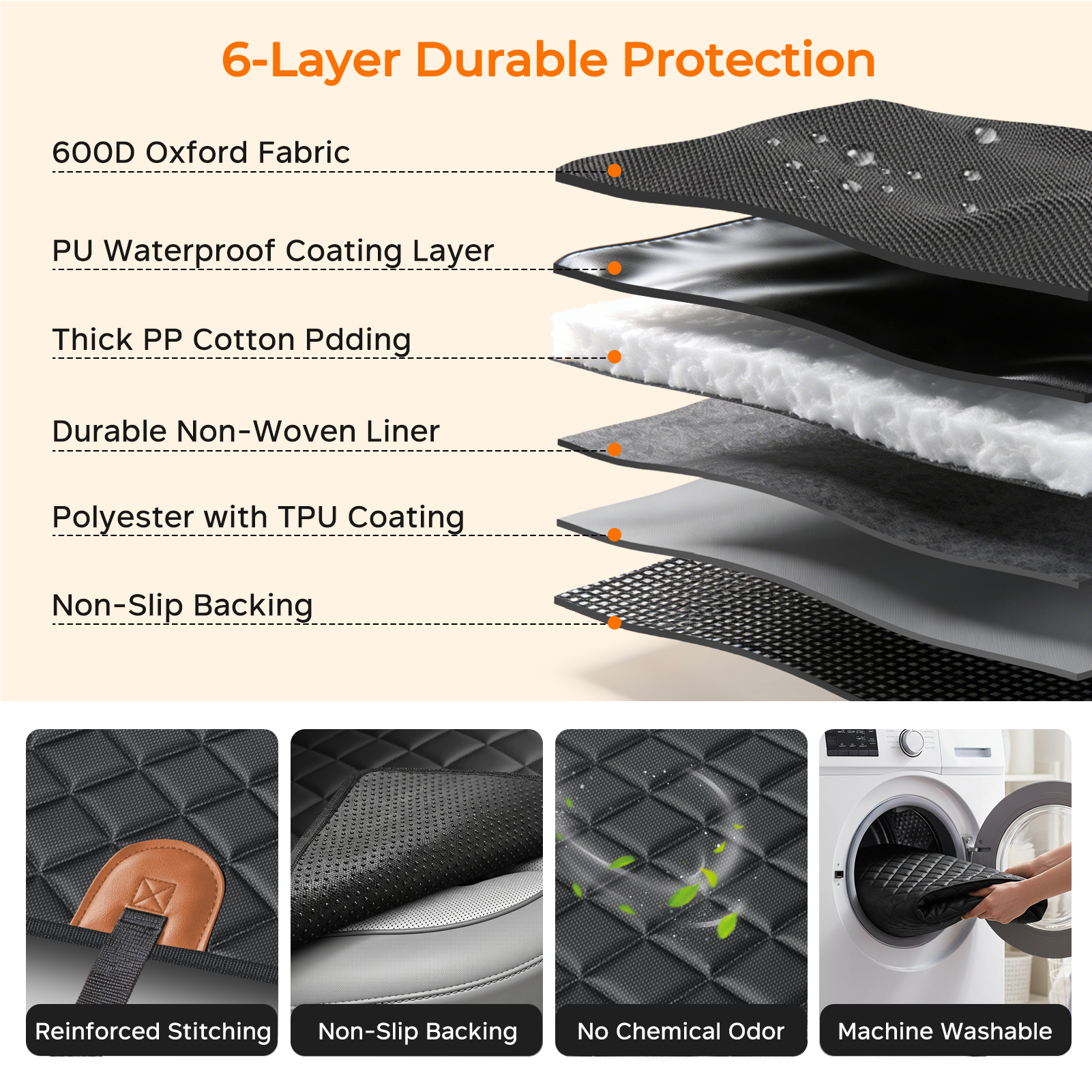URPOWER Dog Car Seat Cover for Pets 100% Waterproof Seat Cover Hammock 600D Heavy Duty Scratch Proof Nonslip Durable Soft Back Seat Covers for Cars and SUVs